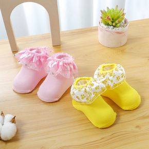 Baby  Toddler Lace Trim Solid Color Socks